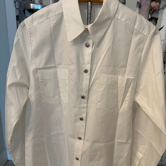 WHITE BUTTON UP CHANEL SHIRT - Picture 1 of 5